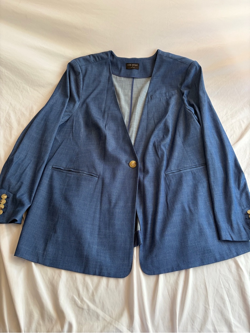 Lane Bryant Navy Blue Single-Button Blazer